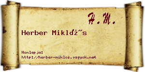 Herber Miklós névjegykártya